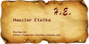 Haszler Etelka névjegykártya